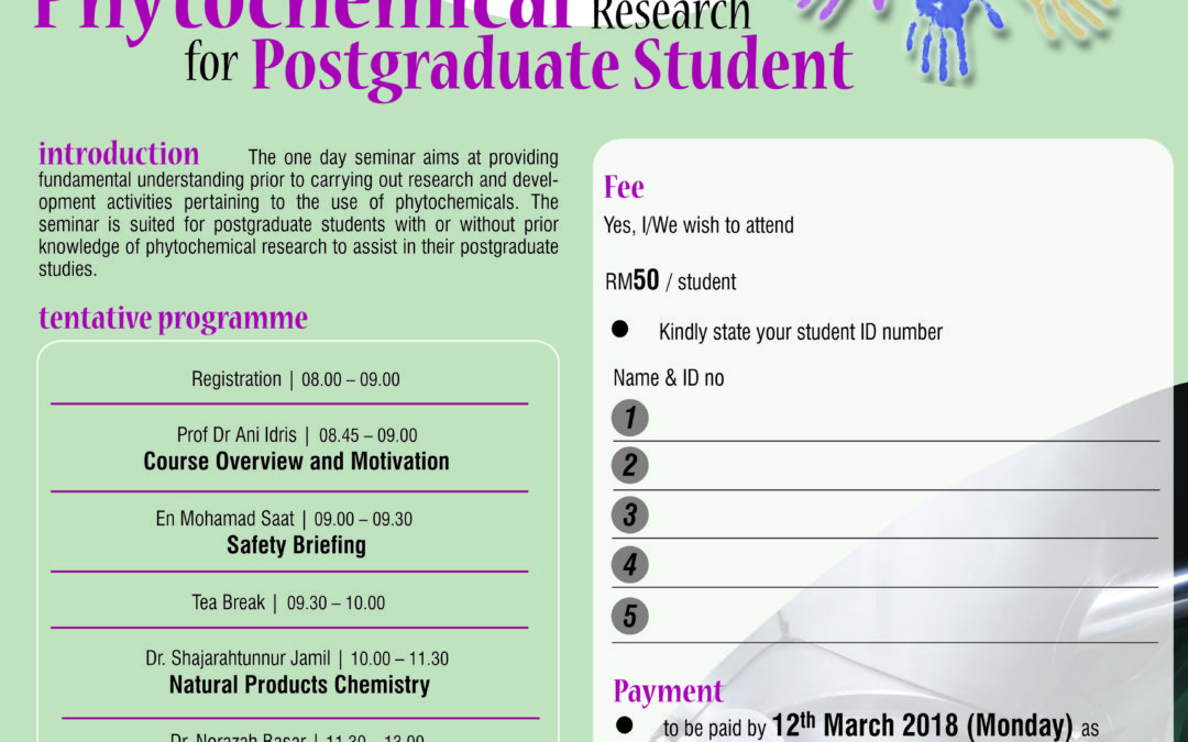 “One Day Seminar on Phytochemical Research For Postgraduate Student”