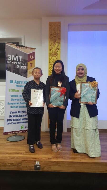 FCEE Student wins first place in 3MT Competition UTM Level 2017!