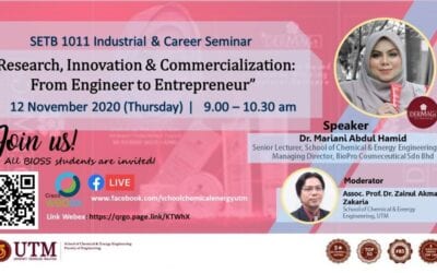 SETB 1011 Industrial and Career Seminar : “Research, Innovation & Commercialization : From Engineer to Entrepreneur”