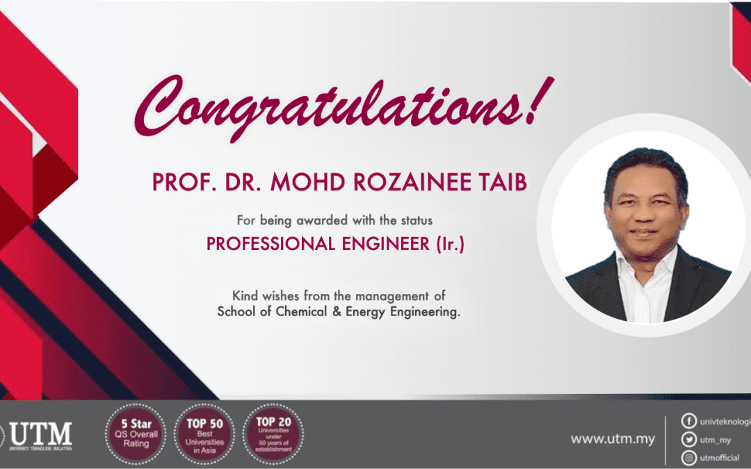 Congratulations Prof. Dr. Mohd Rozainee Taib