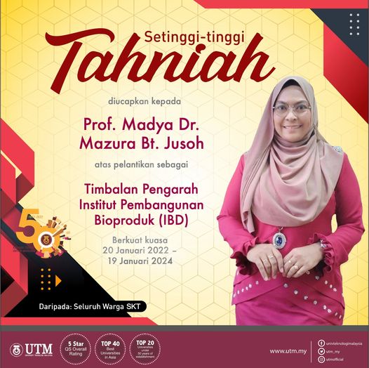 Tahniah Prof. Madya Dr. Mazura Bt. Jusoh