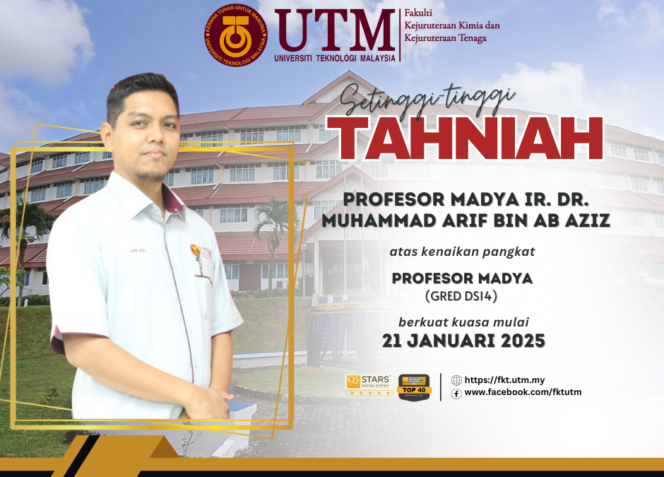 TAHNIAH DI ATAS KENAIKAN PANGKAT KE JAWATAN PROFESOR MADYA (GRED DS14) – PROFESOR MADYA DR. MUHAMMAD ARIF BIN AB AZIZ