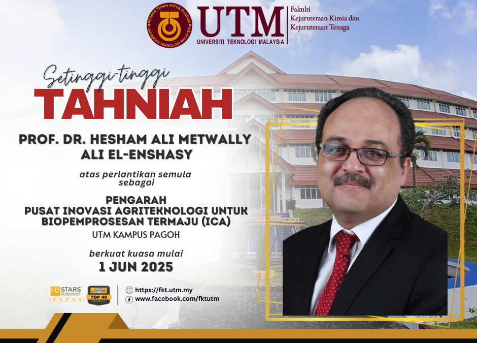 TAHNIAH DIUCAPKAN KEPADA PROF. DR. HESHAM ALI METWALLY ALI EL-ENSHASY