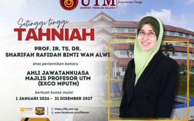TAHNIAH PROF. IR. TS. DR. SHARIFAH RAFIDAH WAN ALWI – AHLI JAWATANKUASA MAJLIS PROFESOR UTM