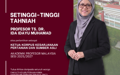 Congratulations Professor Ts. Dr. Ida Idayu Muhamad – Head of the Agriculture and Natural Resources Scholarly Cluster, Academy of Professors Malaysia