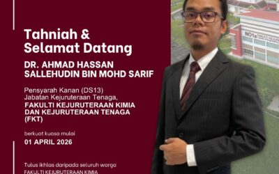 SELAMAT DATANG STAF BAHARU KE FKT – DR AHMAD HASSAN SALLEHUDIN BIN MOHD SARIF