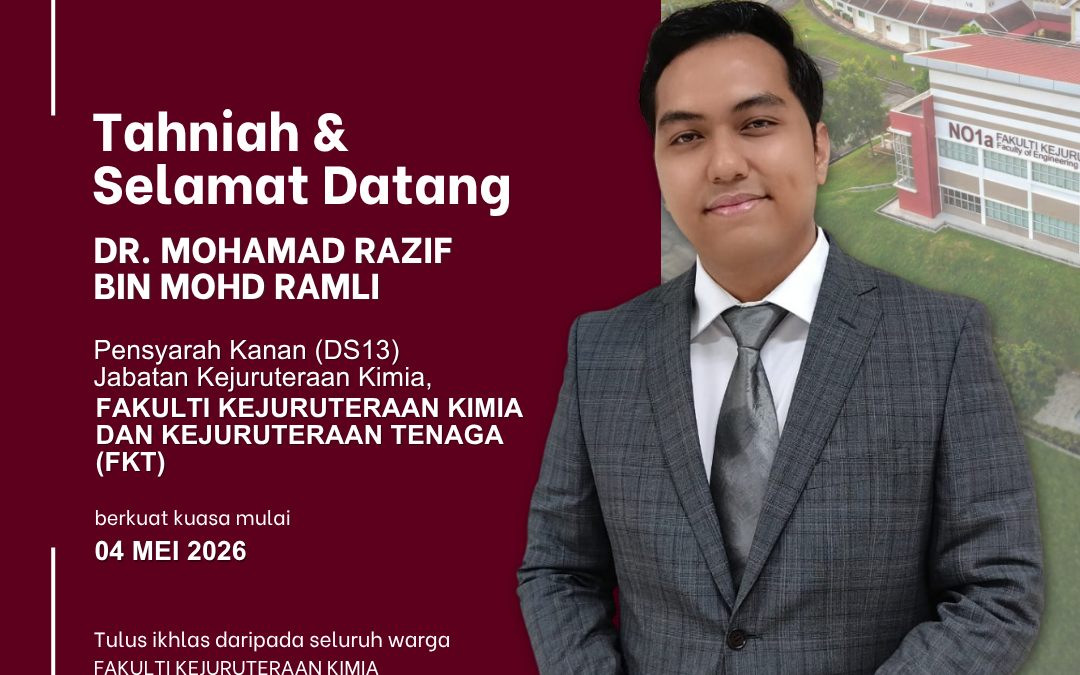 Selamat Datang Staf Baharu ke FKT – Dr. Mohamad Razif bin Mohd Ramli