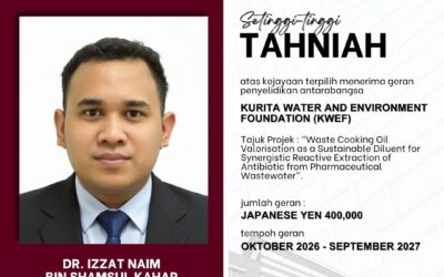 Congratulations to Dr. Izzat Naim bin Shamsul Kahar – Kurita Water and Environment Foundation (KWEF)